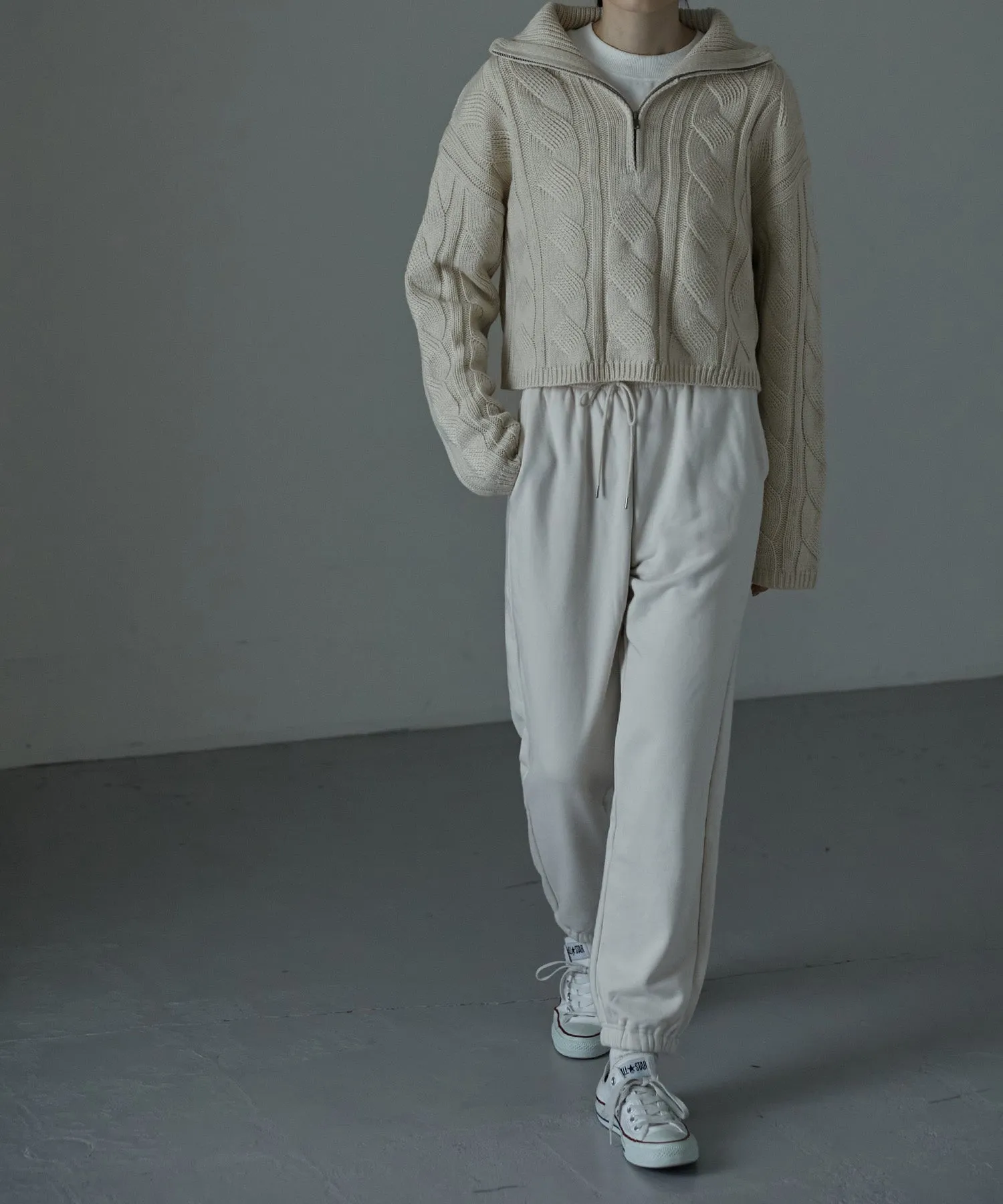 Half zip cable knit
