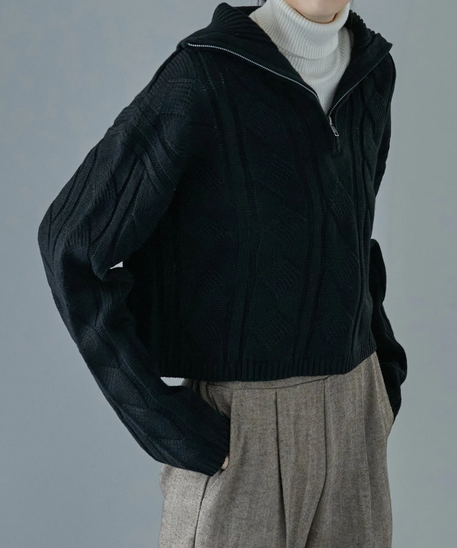 Half zip cable knit