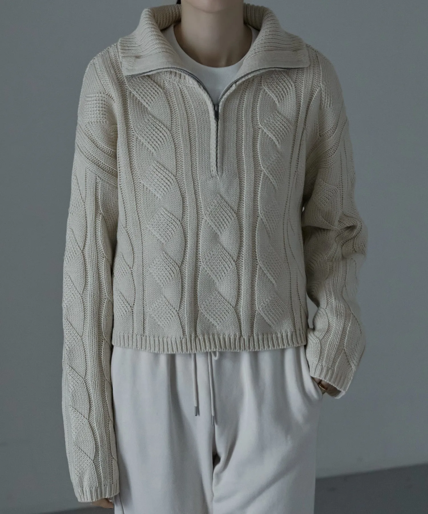 Half zip cable knit