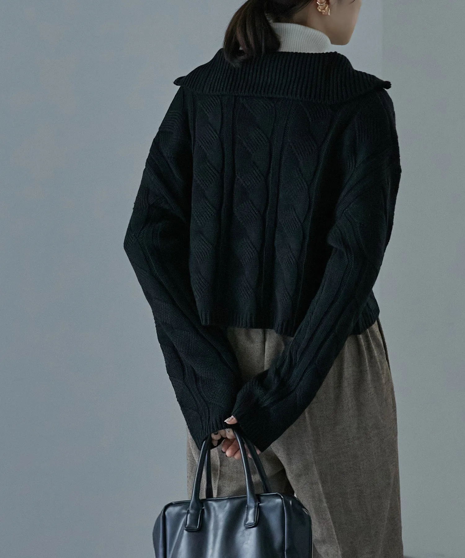 Half zip cable knit