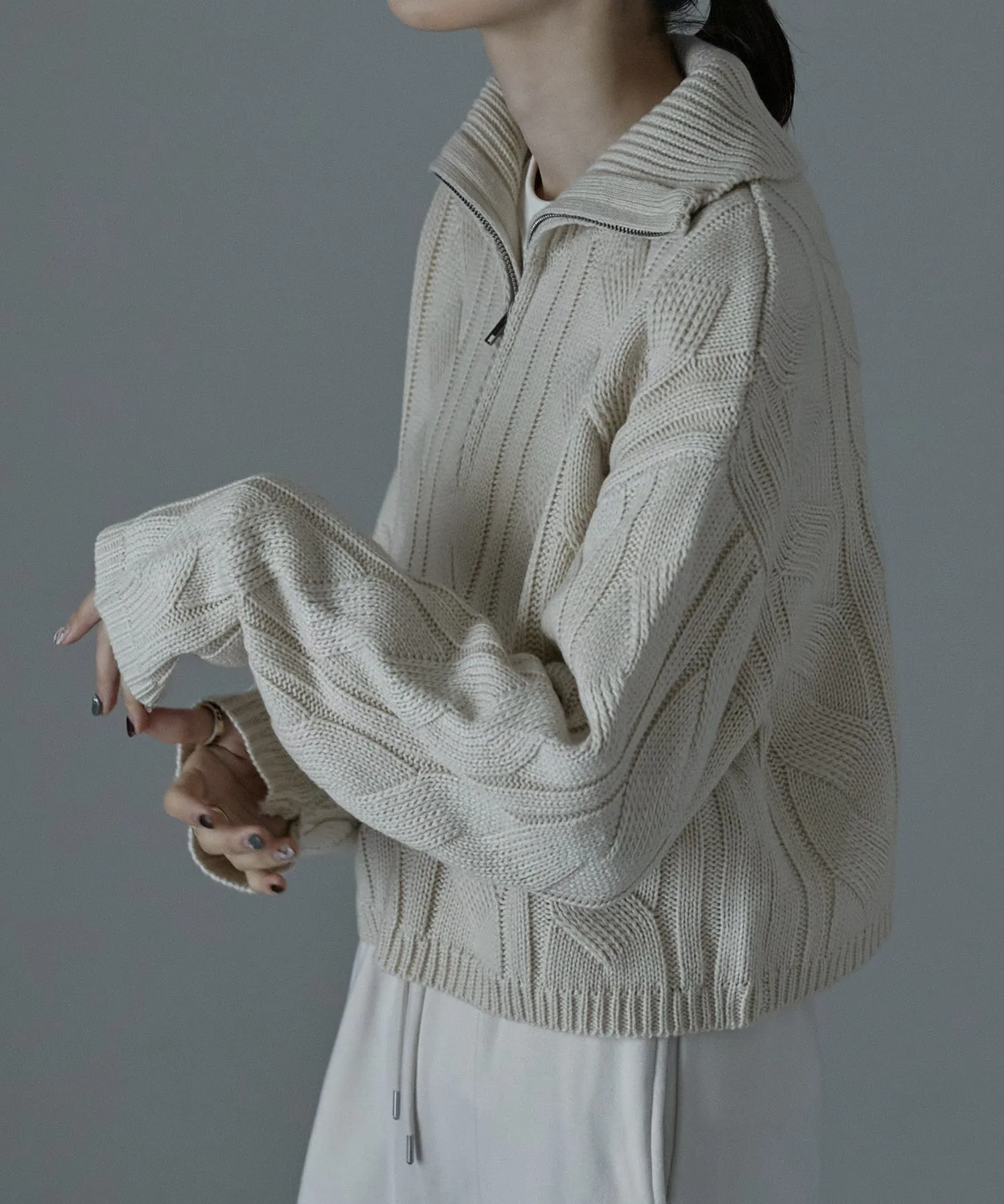 Half zip cable knit