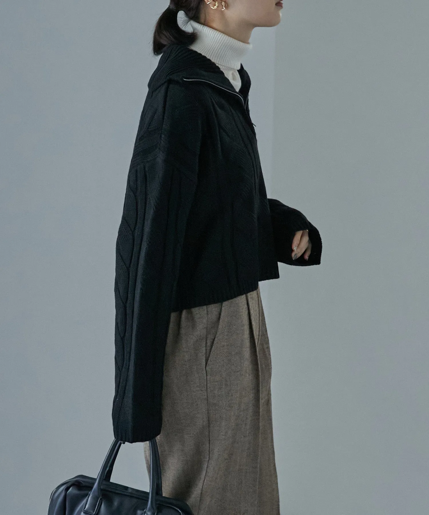 Half zip cable knit