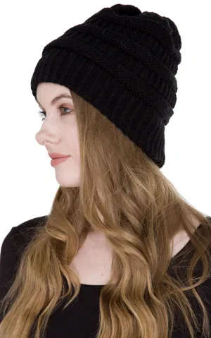 JH221 Plain Color Cable Knit Beanie Hat