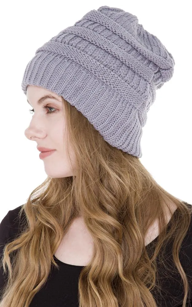 JH221 Plain Color Cable Knit Beanie Hat