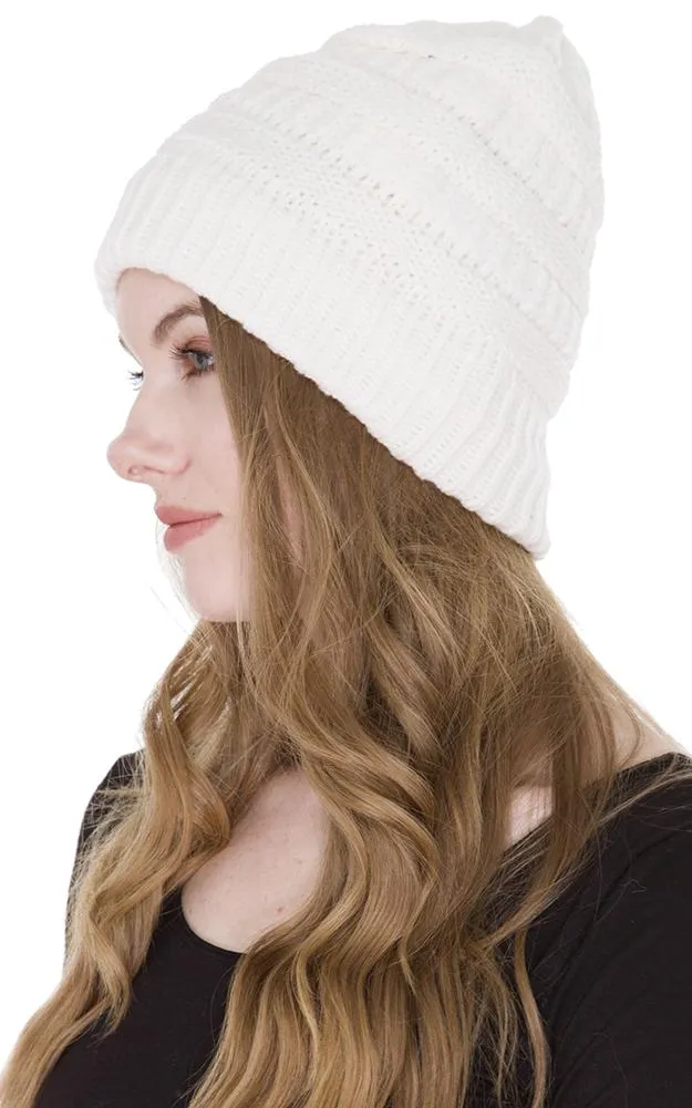 JH221 Plain Color Cable Knit Beanie Hat