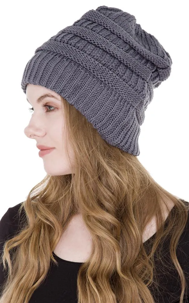 JH221 Plain Color Cable Knit Beanie Hat