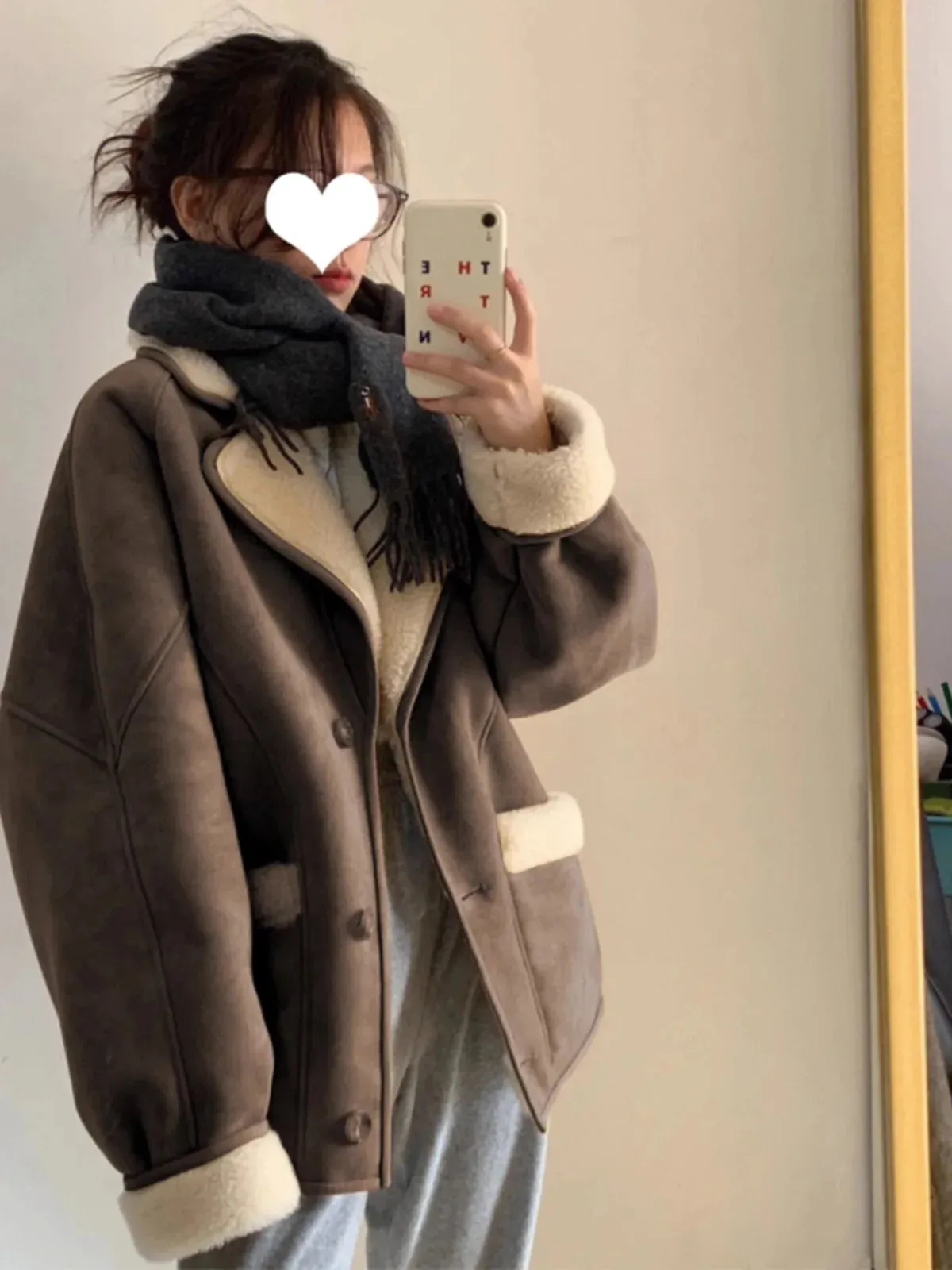 JOSKAA Lamb Wool Leather Jacket For Women Fashion Elegant Lapel Thicken Warm Overcoat New Chic Suede Short Coat Lambskin Outwear 2024