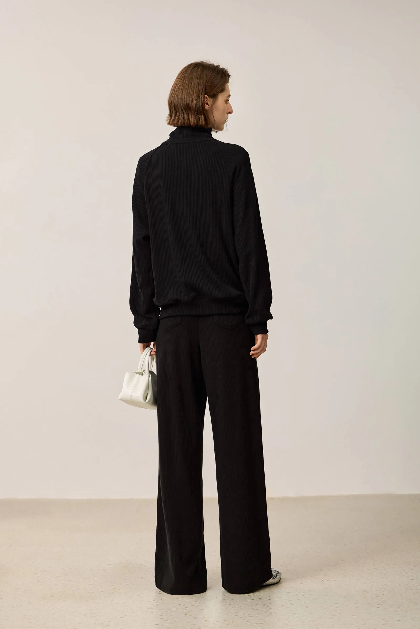 LILY Relaxed Drop-Shoulder Zip-Neck Sweatshirt