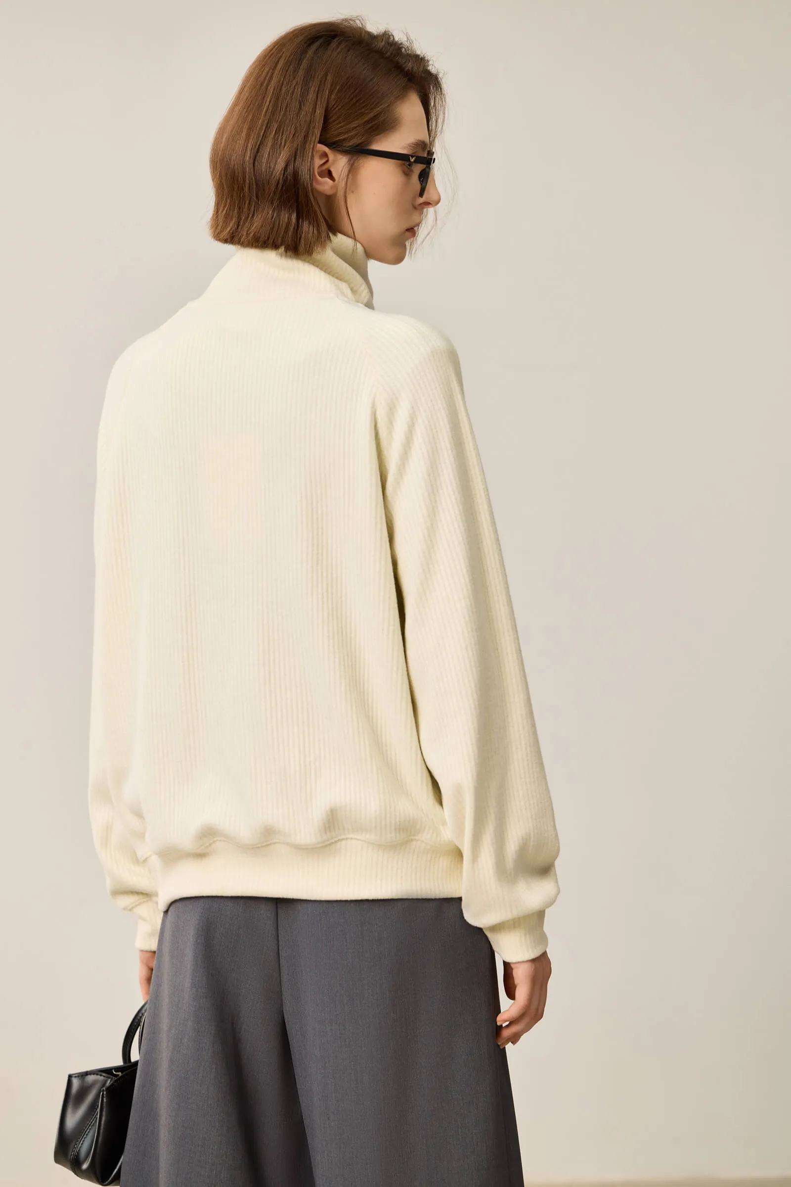 LILY Relaxed Drop-Shoulder Zip-Neck Sweatshirt