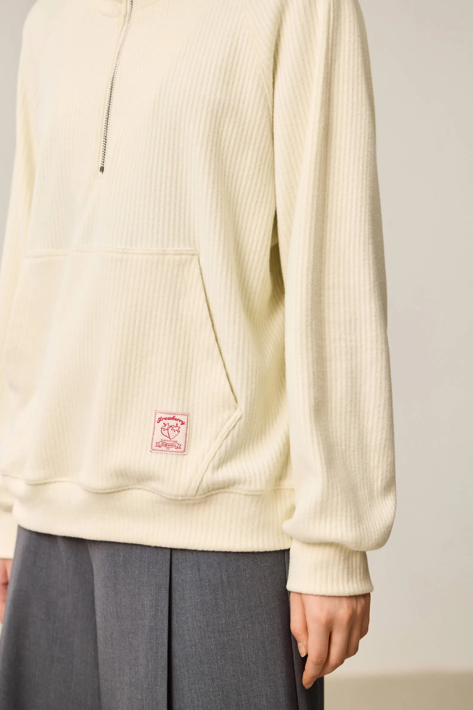 LILY Relaxed Drop-Shoulder Zip-Neck Sweatshirt