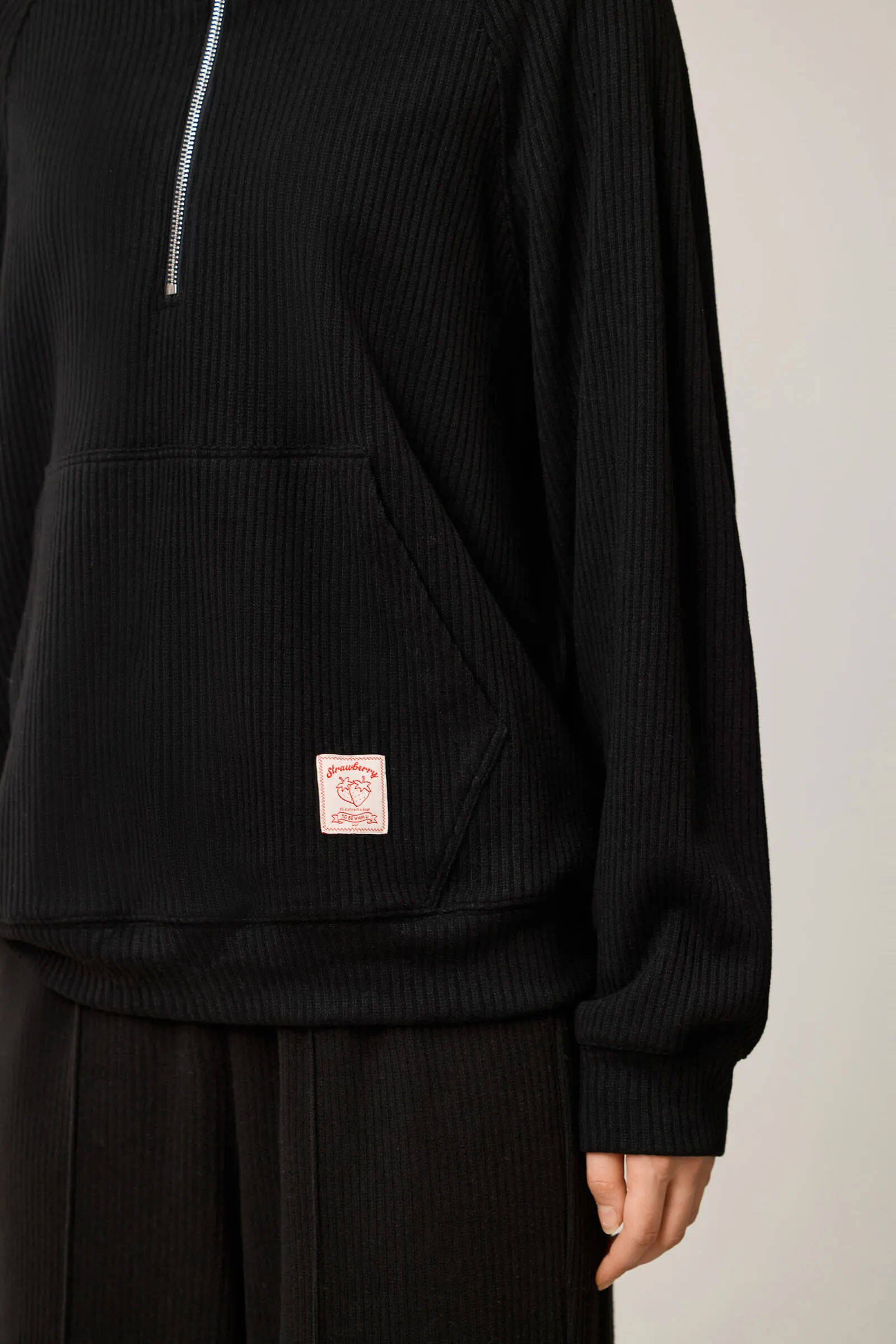 LILY Relaxed Drop-Shoulder Zip-Neck Sweatshirt