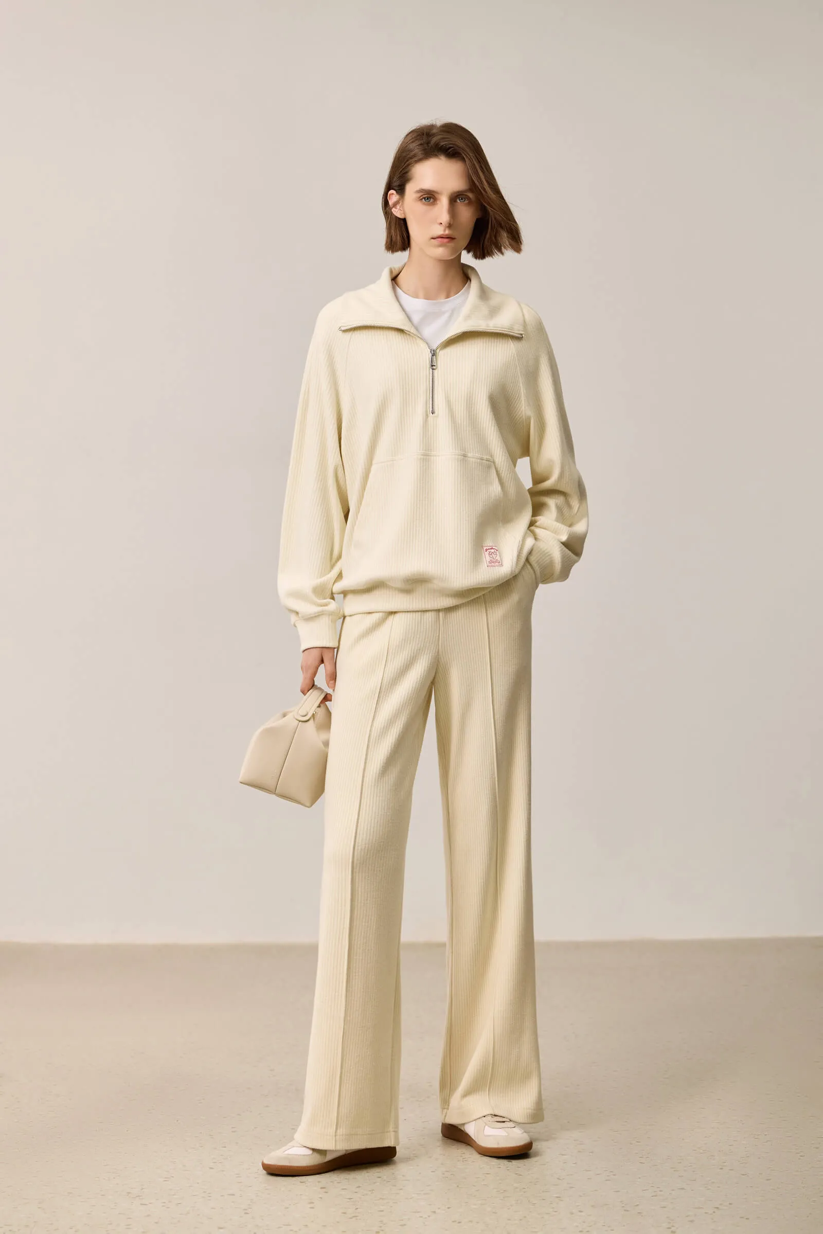 LILY Relaxed Drop-Shoulder Zip-Neck Sweatshirt
