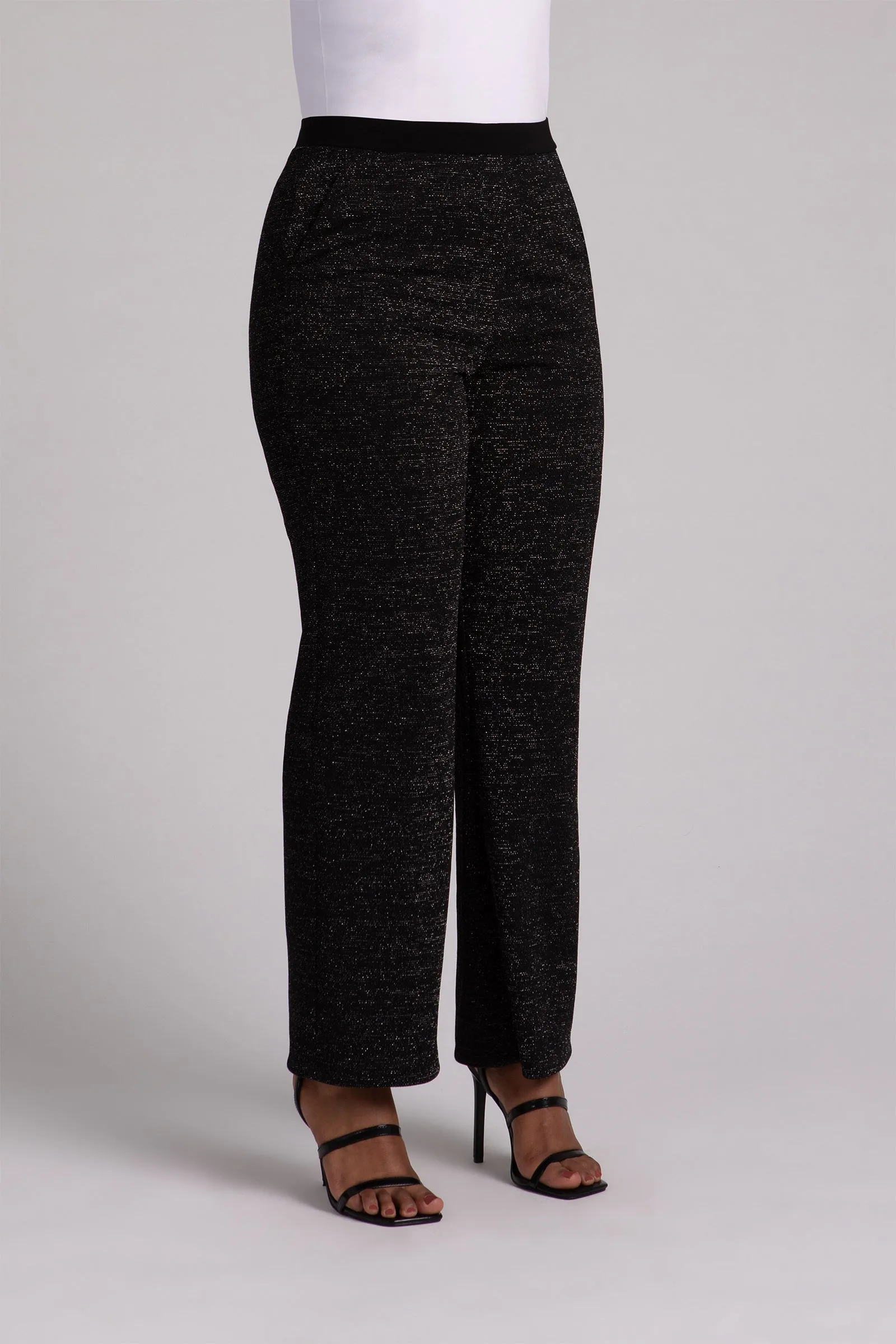 Metallic Pique Nu Straight Leg Pant | Black