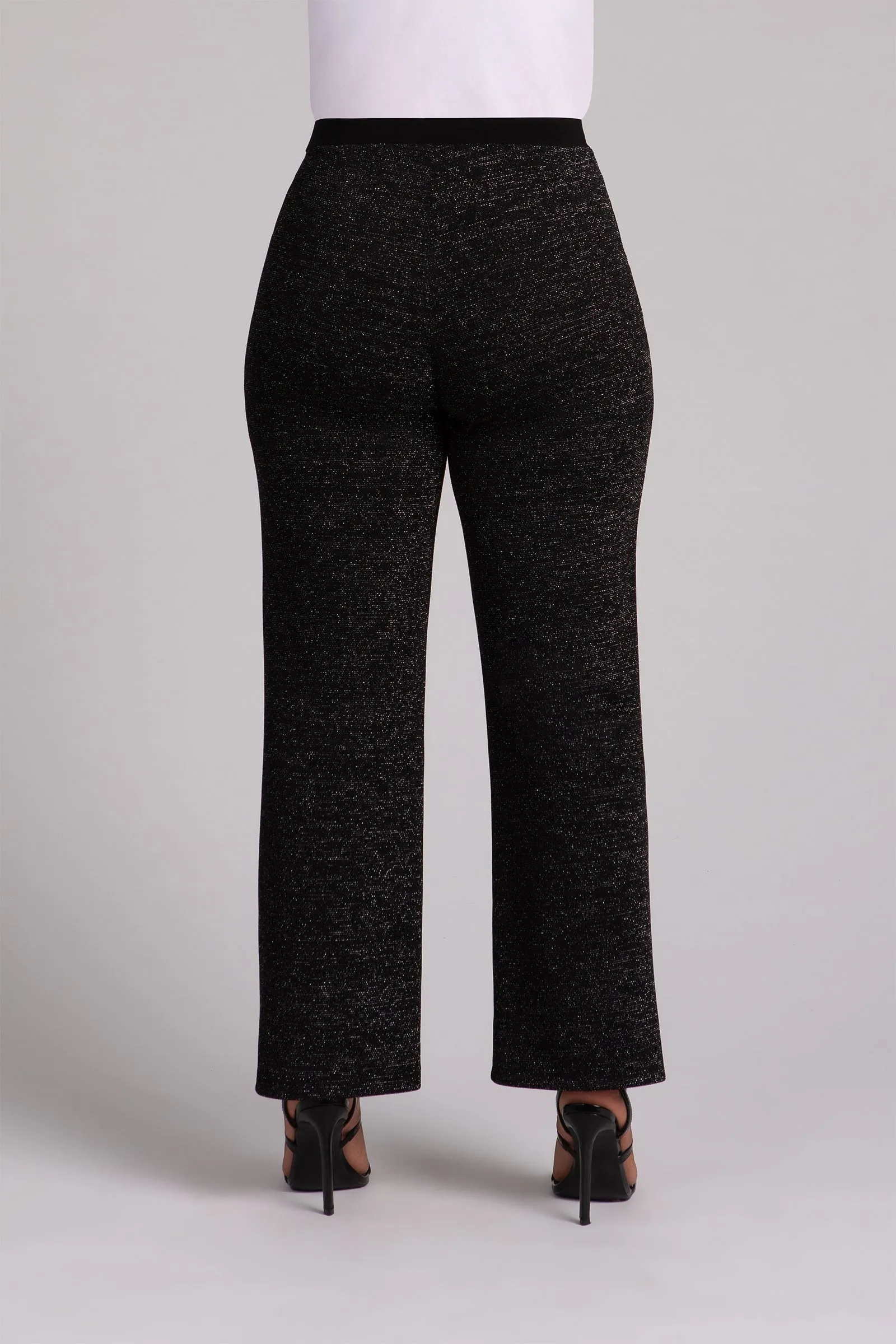 Metallic Pique Nu Straight Leg Pant | Black