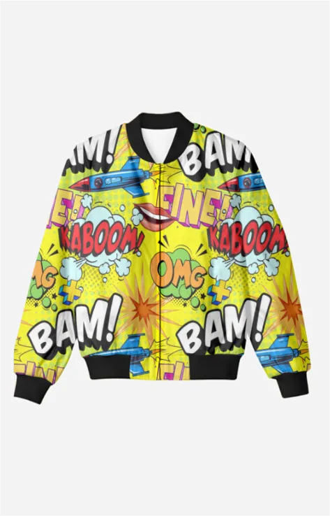 Pop Art All-Over Print Bomber Jacket - Trendy Outerwear for All
