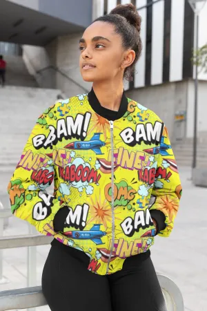 Pop Art All-Over Print Bomber Jacket - Trendy Outerwear for All