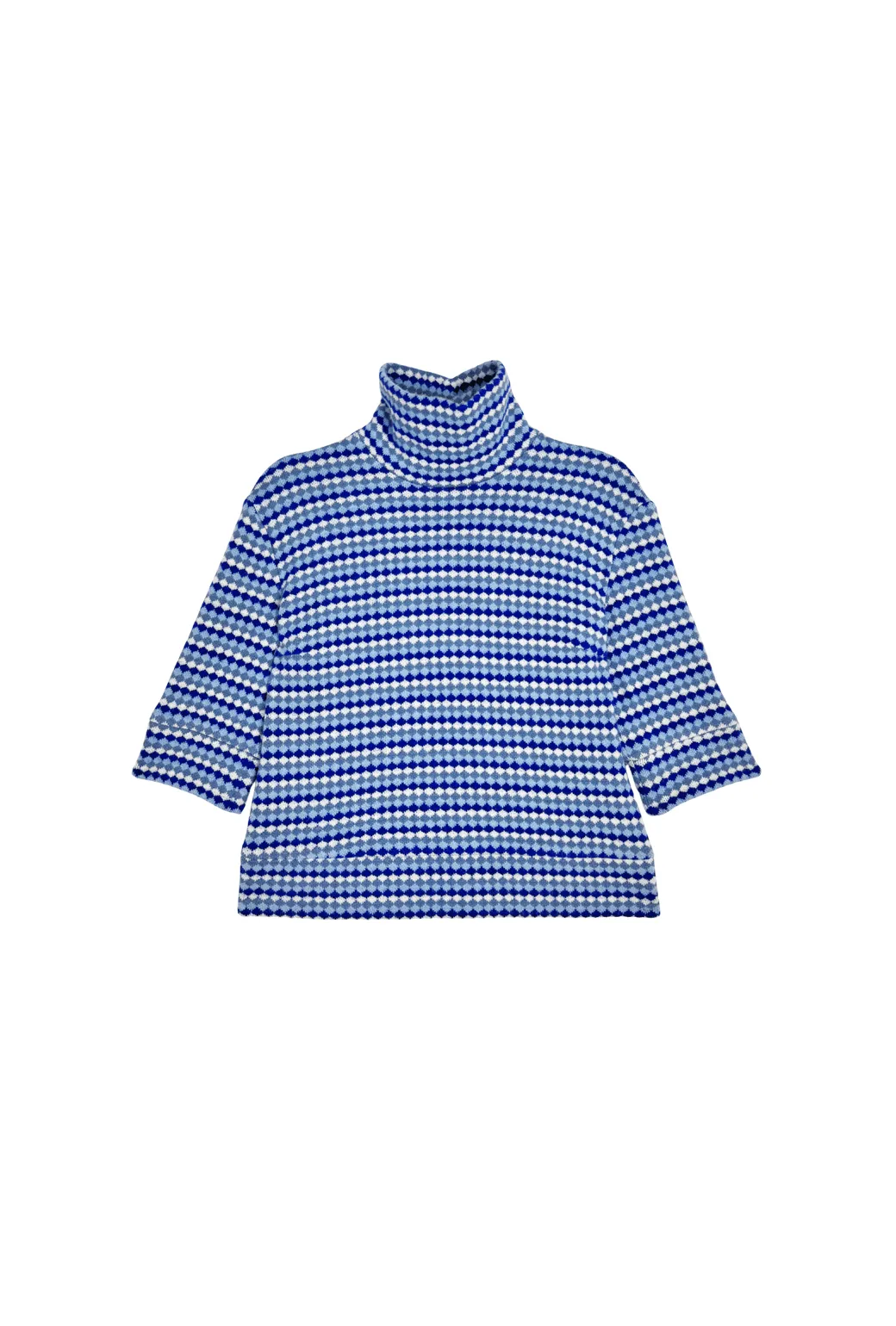 SAMPLE - Diamond Sweater Elbow Sleeve - Blue