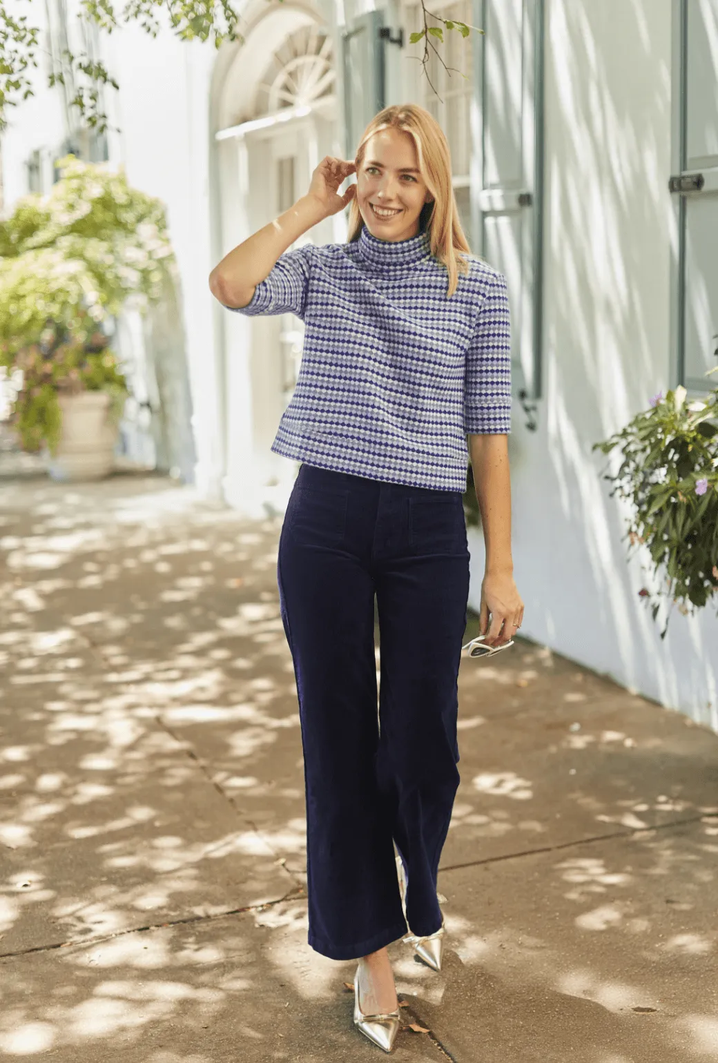 SAMPLE - Diamond Sweater Elbow Sleeve - Blue