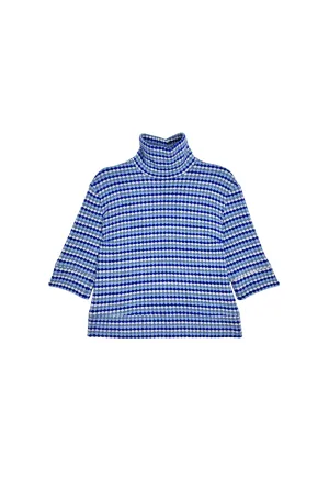 SAMPLE - Diamond Sweater Elbow Sleeve - Blue