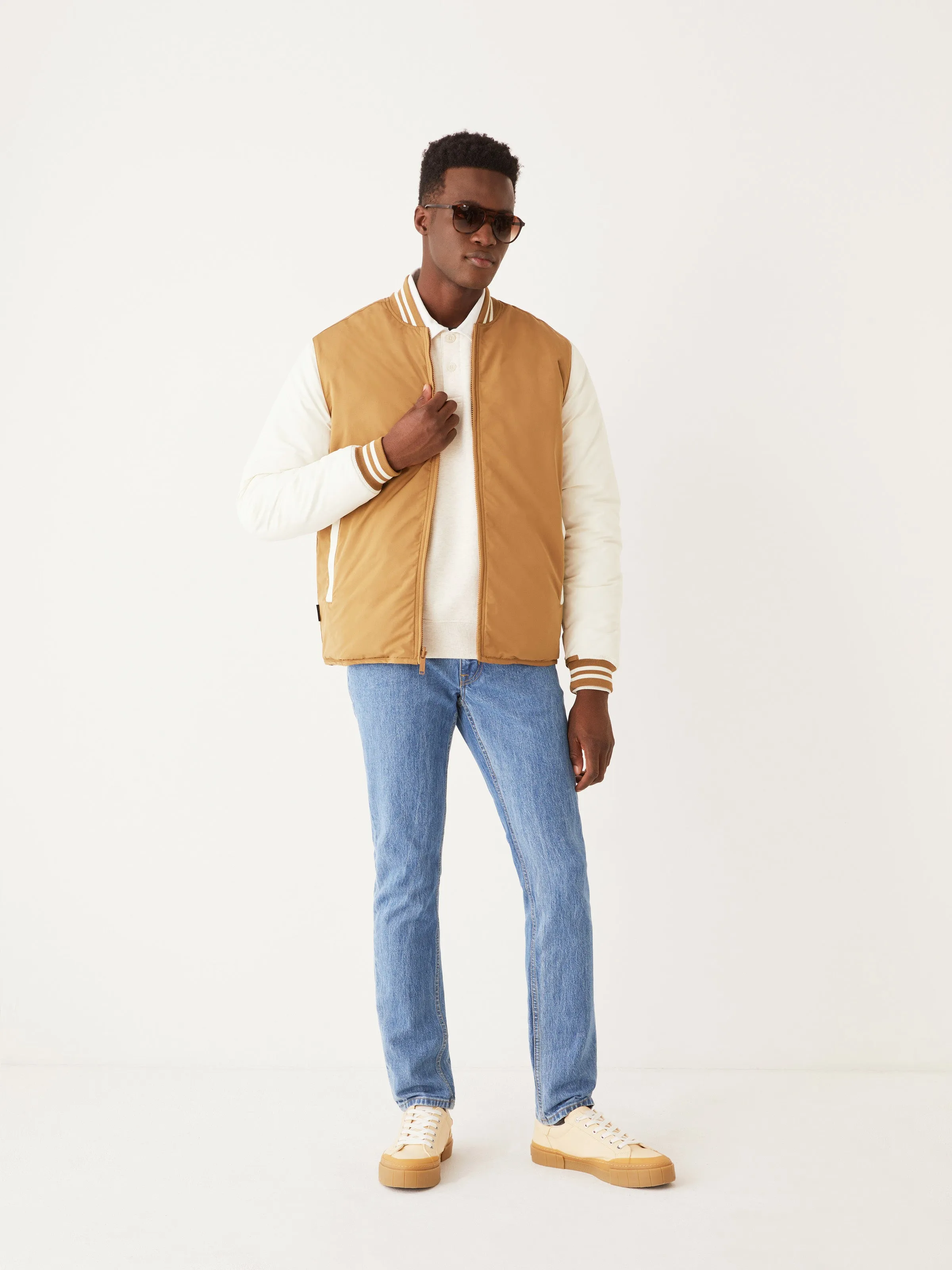 The Varsity Skyline Bomber in Amber