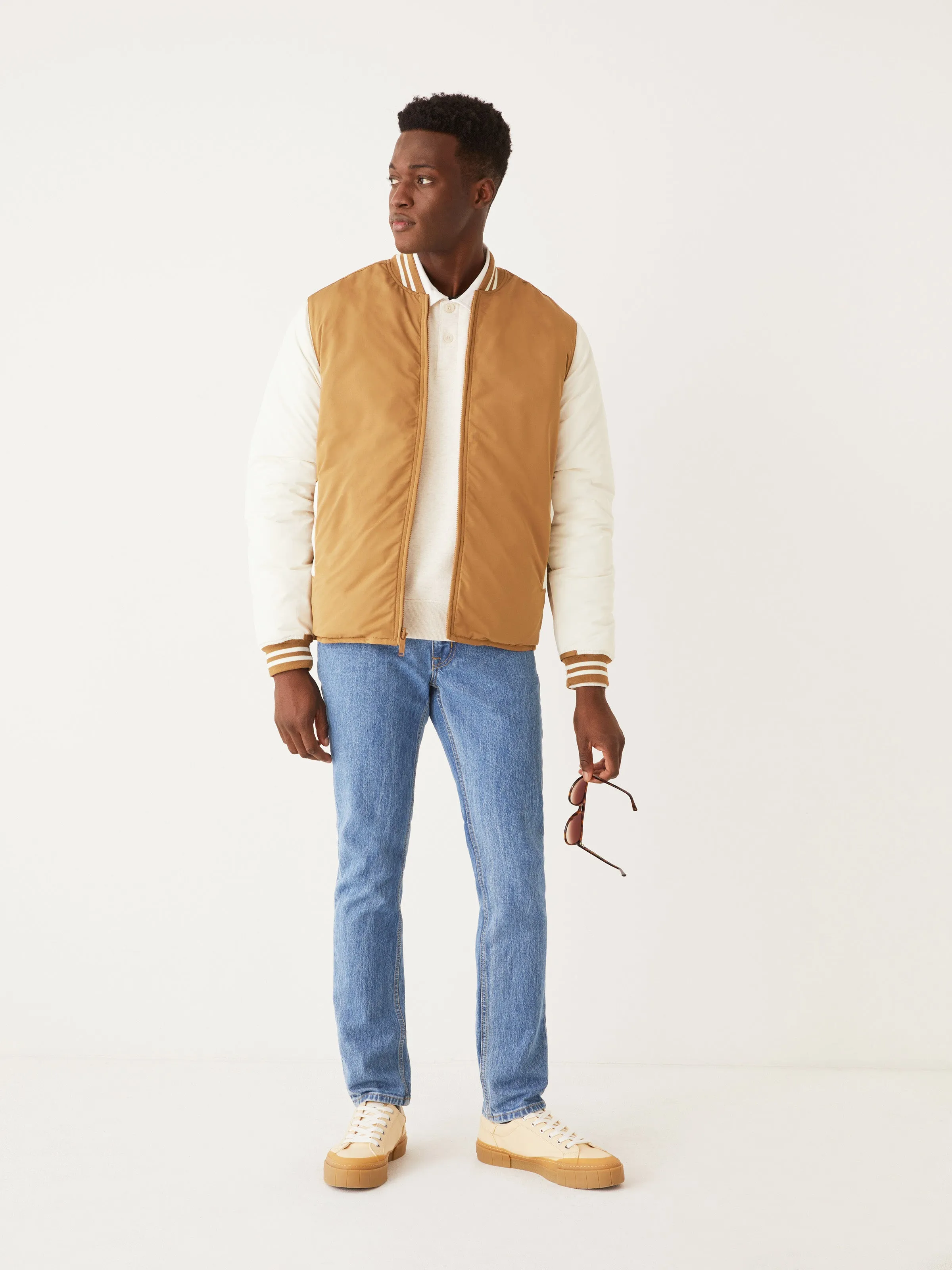 The Varsity Skyline Bomber in Amber