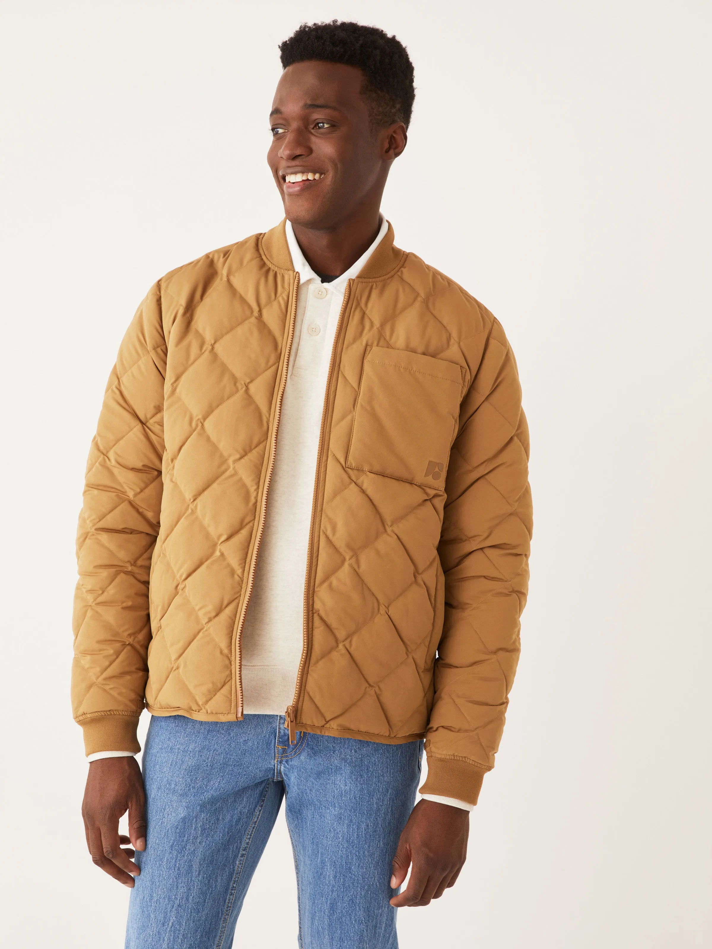 The Varsity Skyline Bomber in Amber