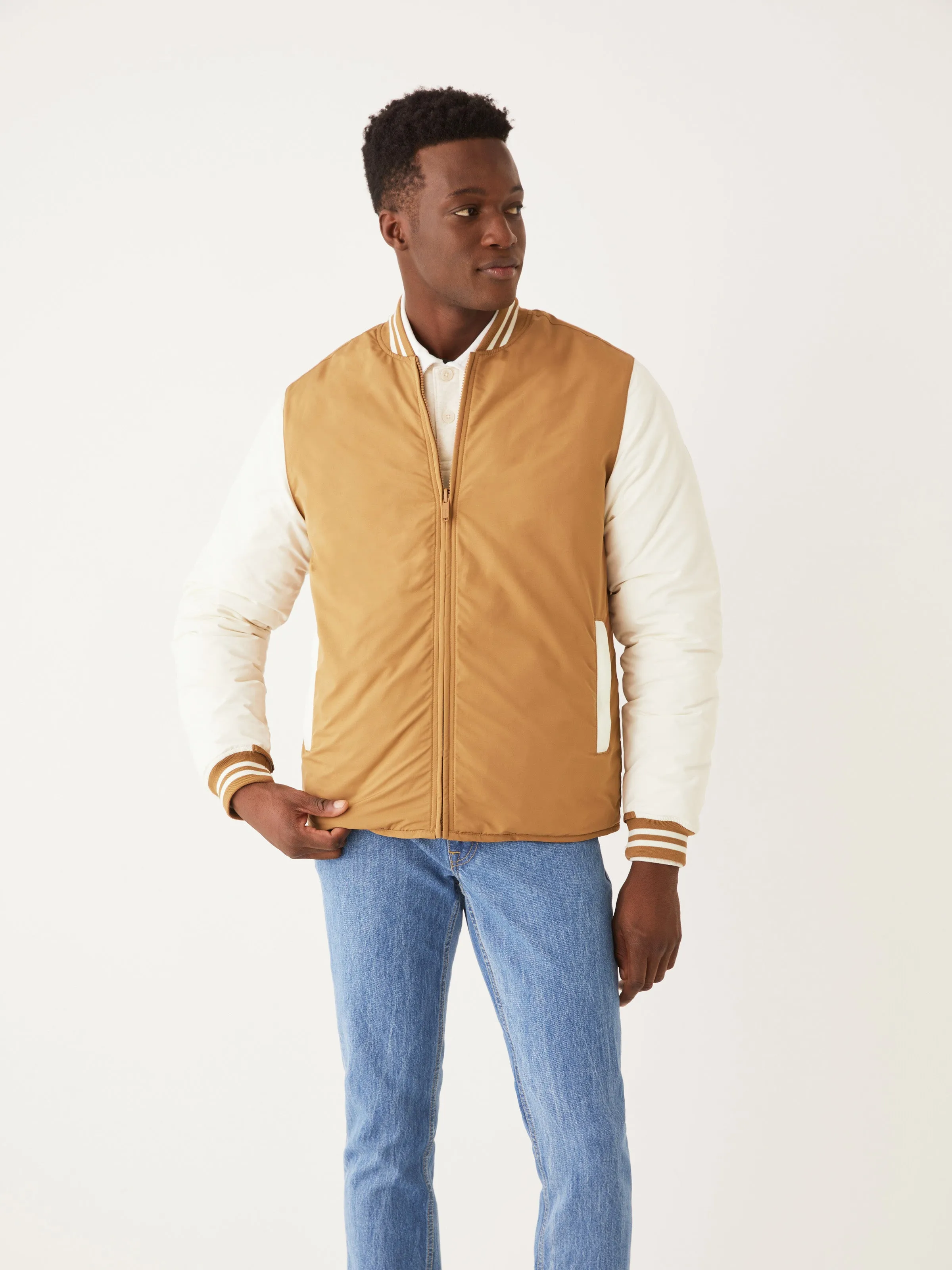 The Varsity Skyline Bomber in Amber