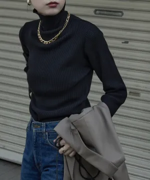 Turtleneck rib knit