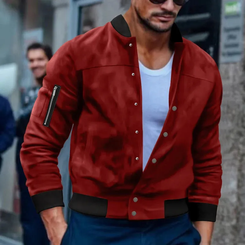 Wiaofellas   -  Autumn and winter season suede stand collar men's button jacket windproof warm casual fashionable American coat men
