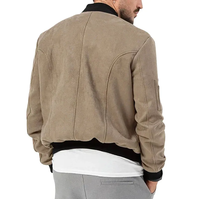 Wiaofellas   -  Autumn and winter season suede stand collar men's button jacket windproof warm casual fashionable American coat men