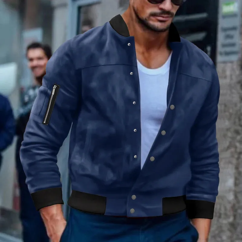 Wiaofellas   -  Autumn and winter season suede stand collar men's button jacket windproof warm casual fashionable American coat men
