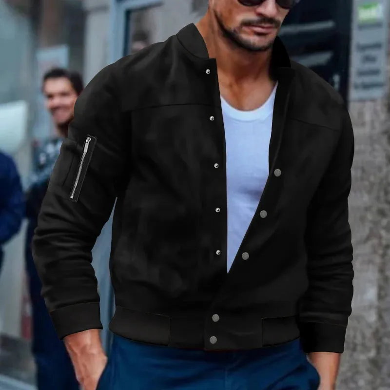 Wiaofellas   -  Autumn and winter season suede stand collar men's button jacket windproof warm casual fashionable American coat men