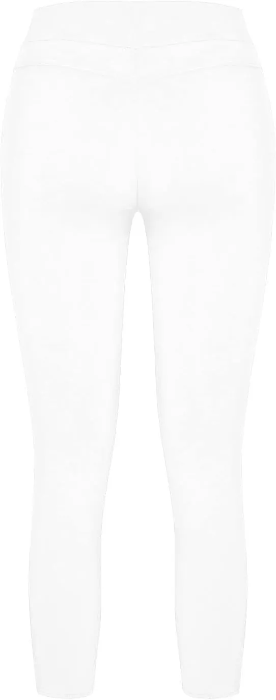 Women's Ripped Pencil Pants High Waist Lace-up Skinny Stretchy Leggings Workout Casual Yoga Trousers with Pockets