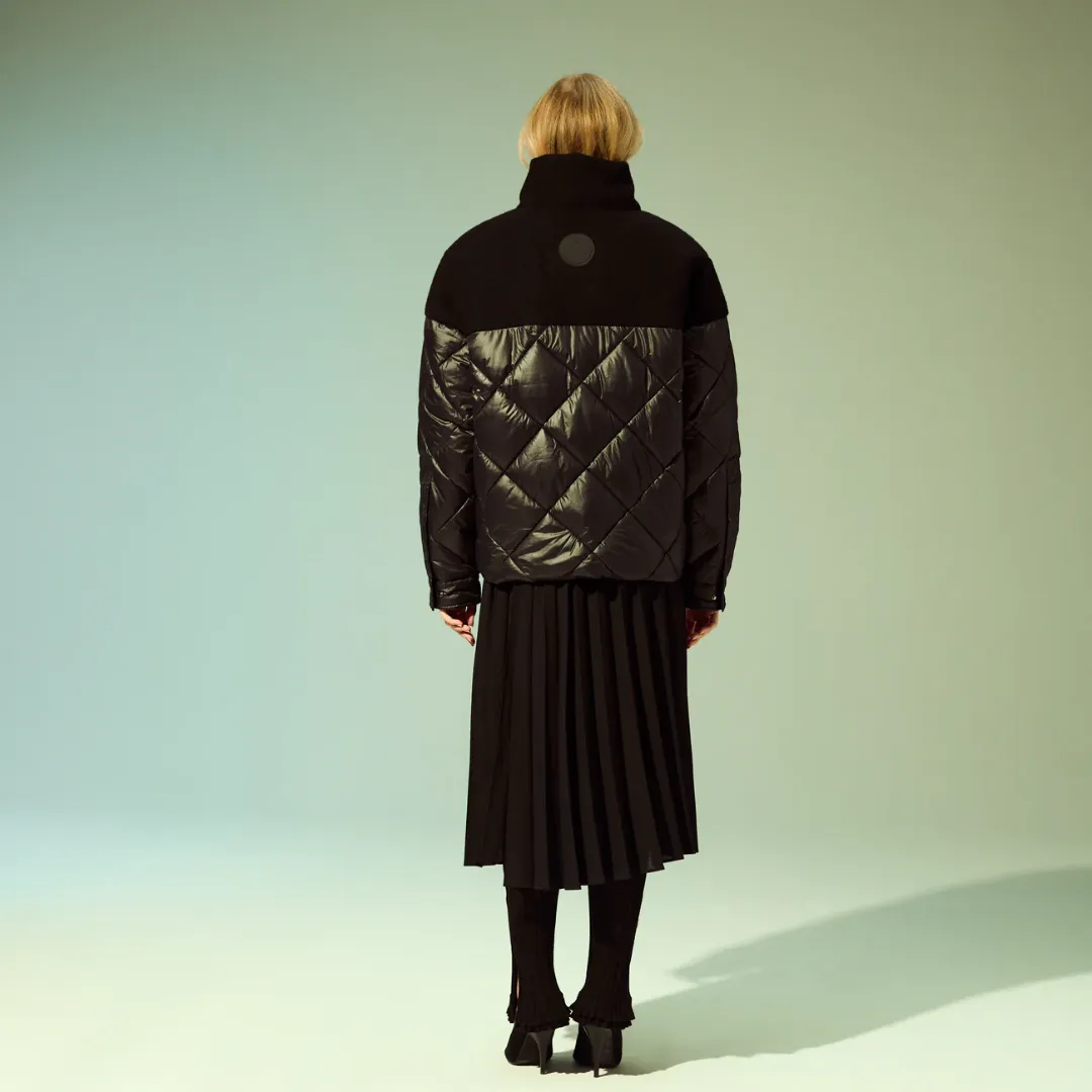 Wool Shoulder Bomber Jacket (Black)