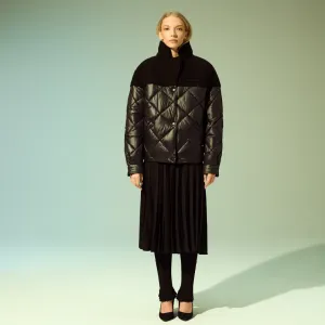 Wool Shoulder Bomber Jacket (Black)
